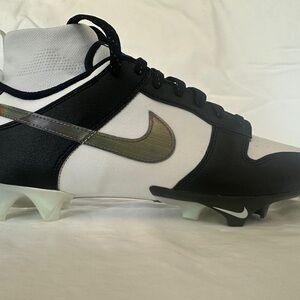 Nike Black and White Cleats with Iridescent Swoosh